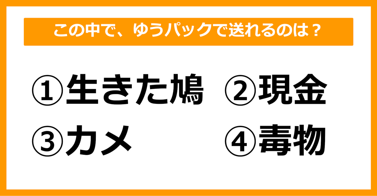 【雑学クイズ】この中でゆうパックで送れるのはどれでしょう？