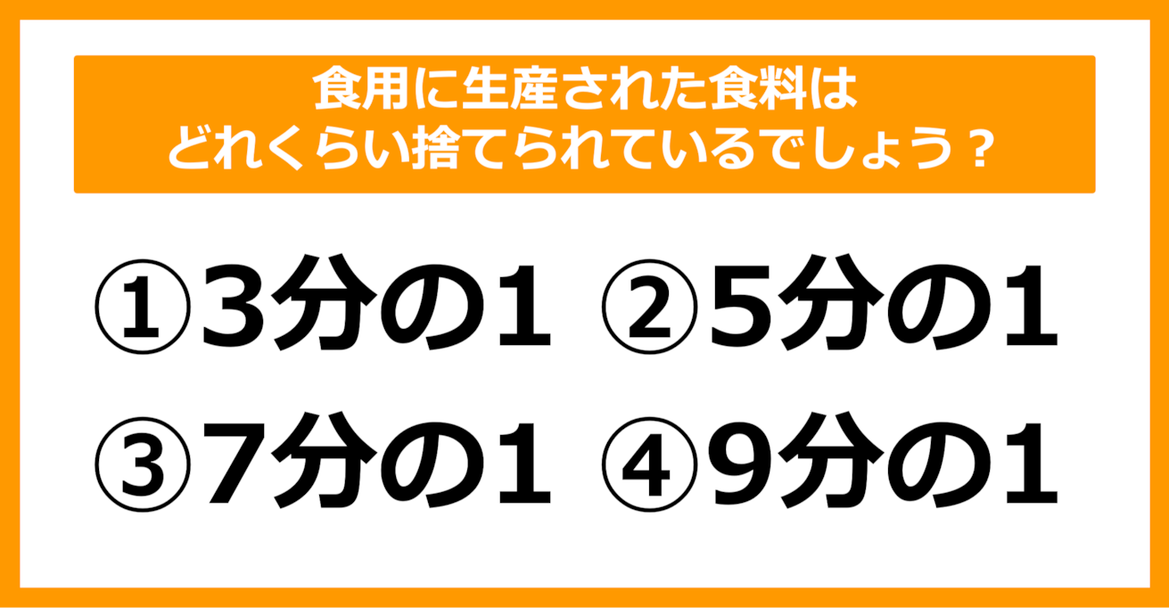 【雑学クイズ】食用に生産された食料はどのくらい捨てられているでしょう？