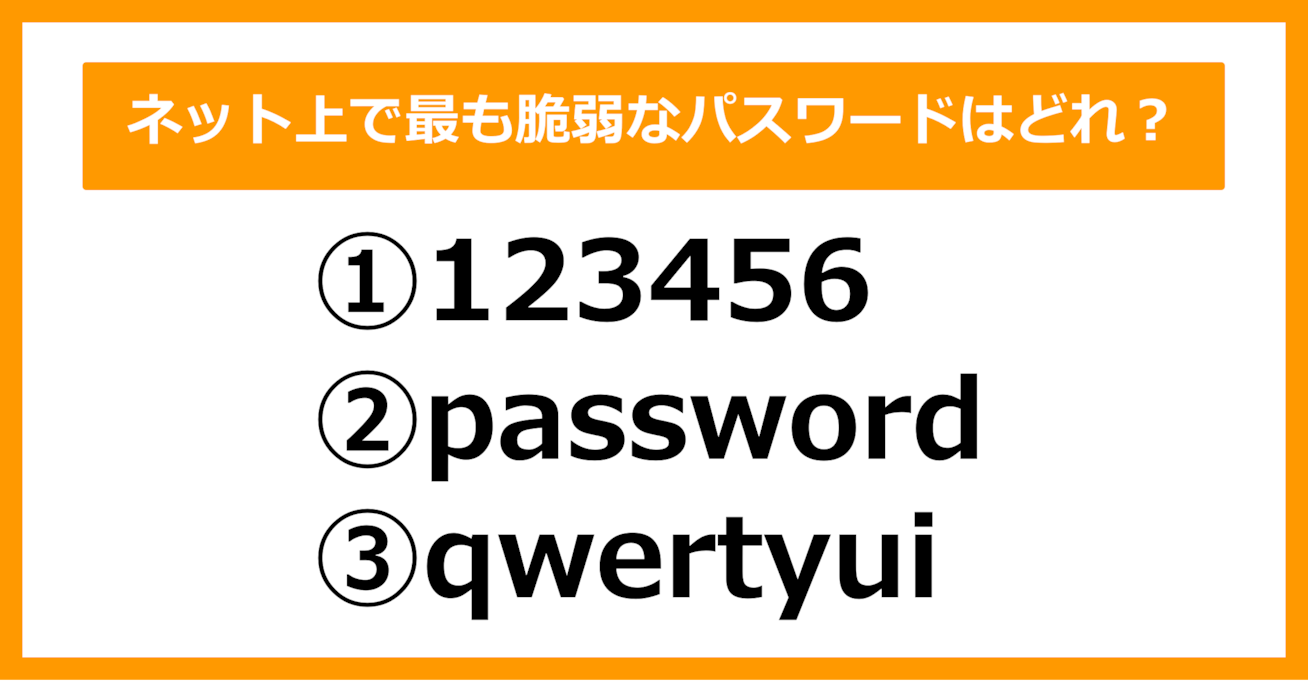 【雑学クイズ】ネット上で最も脆弱なパスワードは何でしょう？