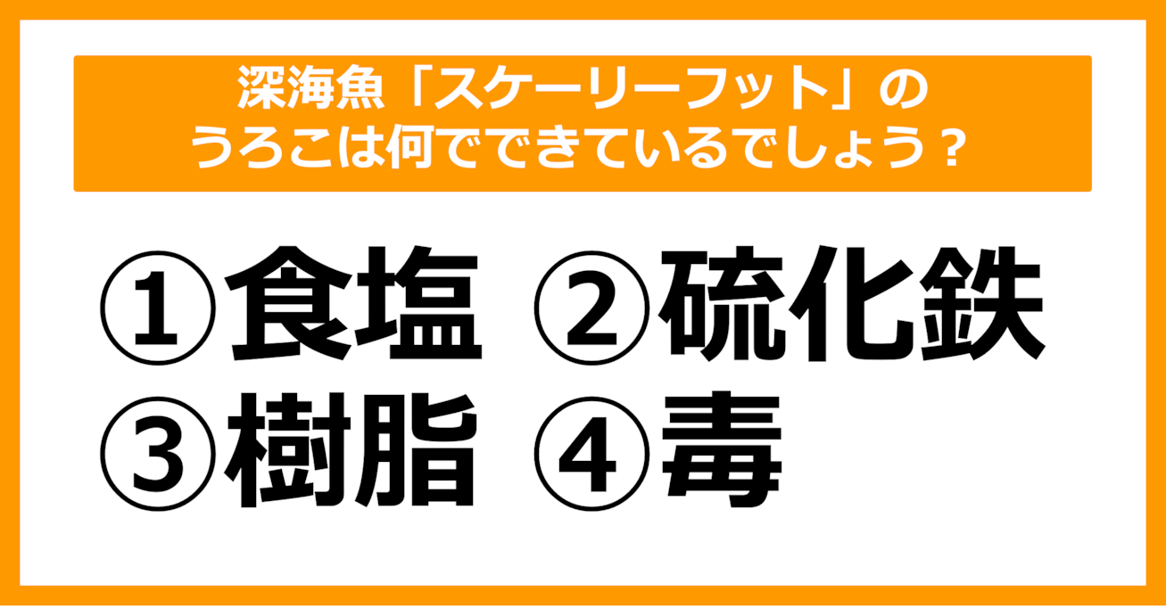 【雑学クイズ】深海魚「スケーリーフット」のうろこは何でできているでしょう？