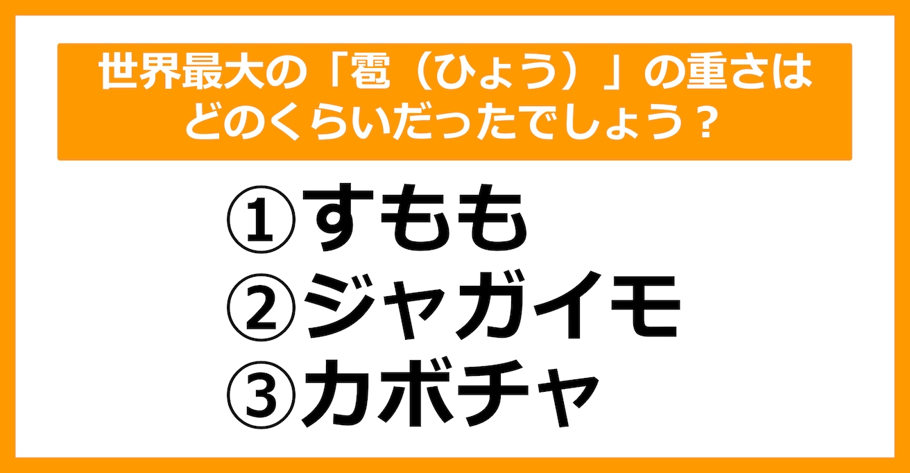 【雑学クイズ】世界最大の「雹（ひょう）」の重さはどれくらいだったでしょう？