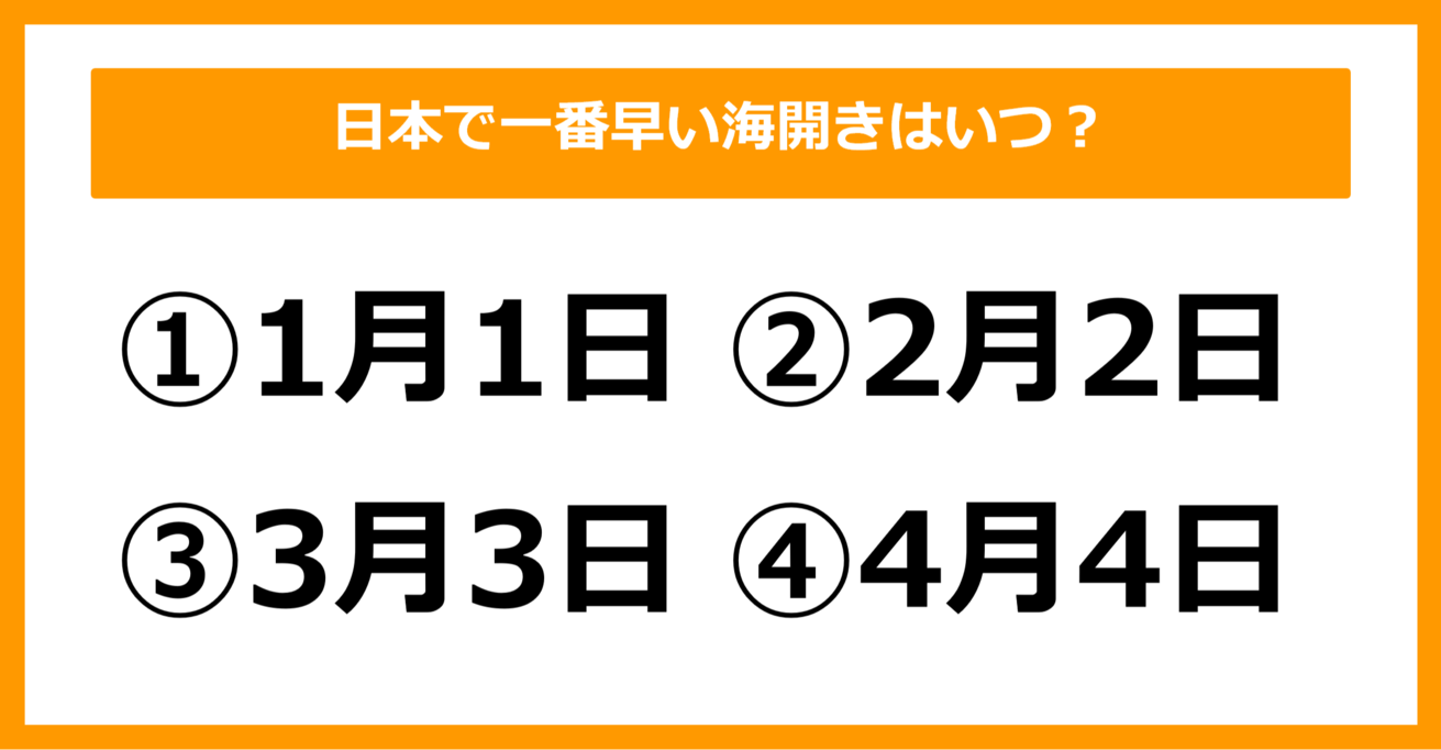 【雑学クイズ】日本で一番早い海開きはいつでしょう？