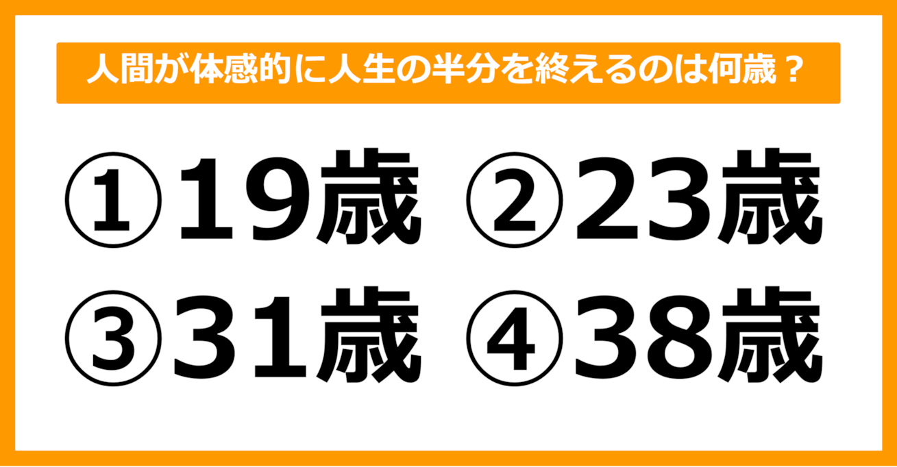 【雑学クイズ】人間が体感的に人生の半分を終えるのは何歳でしょう？