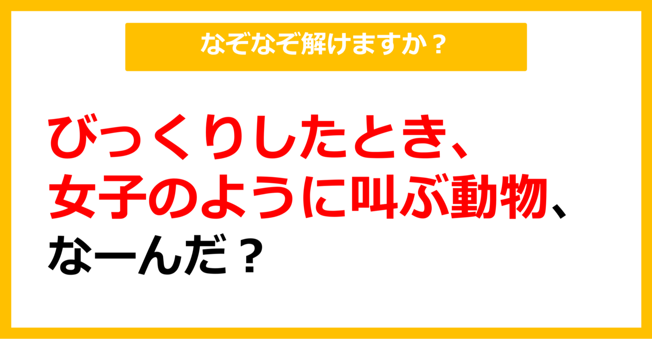 【なぞなぞ】びっくりした時、女子のように叫ぶ動物、なーんだ？（第40問）