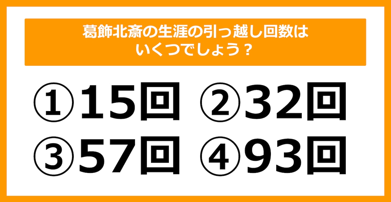 【雑学クイズ】葛飾北斎の生涯の引っ越し回数はいくつでしょう？