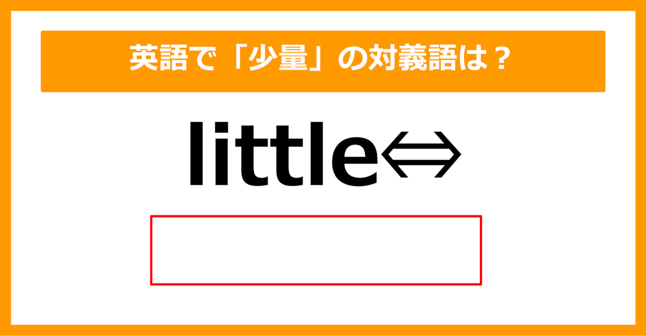 【対義語クイズ】「little（少量）」の対義語は何でしょう？（第257問）