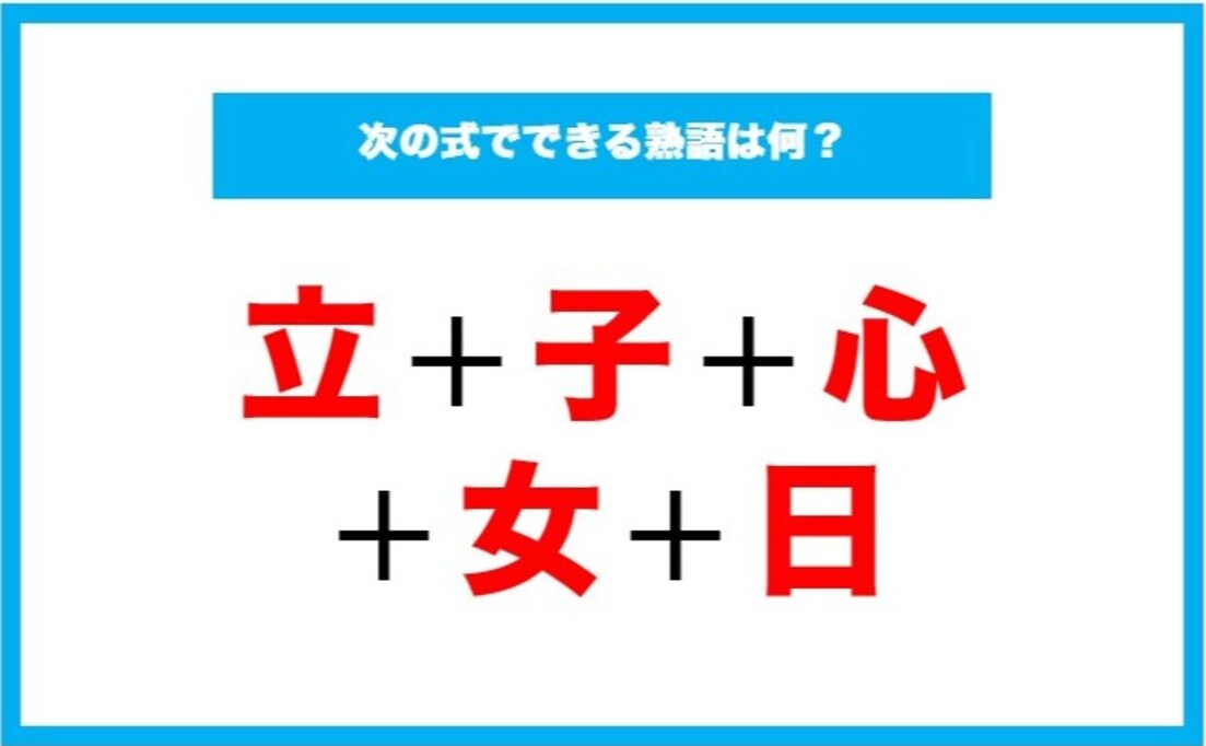 【漢字足し算クイズ】次の式でできる熟語は何？