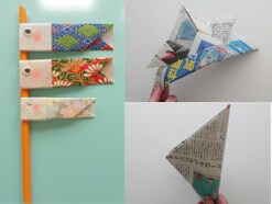 折り紙で鯉のぼり・新聞紙で兜・紙鉄砲の作り方！ こどもの日工作