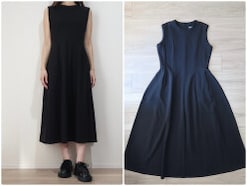 オンオフ問わず着られて高コスパ！【ユニクロ】美シルエットの「ストレッチ入り黒ワンピ」着用レビュー