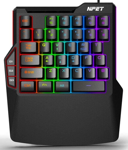 ゲームに必要なキーが集約された片手用キーボードも