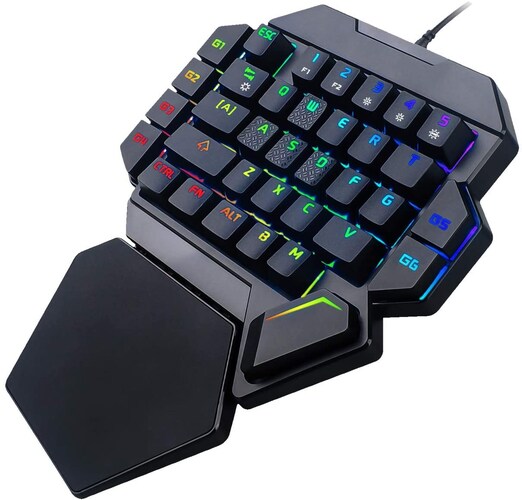 ゲームに必要なキーが集約された片手用キーボードも
