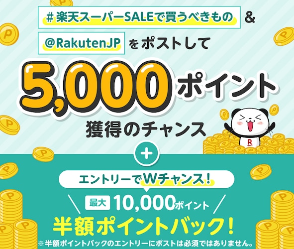 ポストして条件達成すると5,000ポイント獲得のチャンス