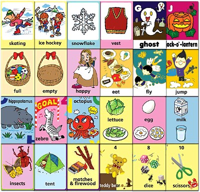 400枚以上の絵カードを家庭のプリンタで印刷可能。ジャンルによって絵のタッチが違うのも楽しい