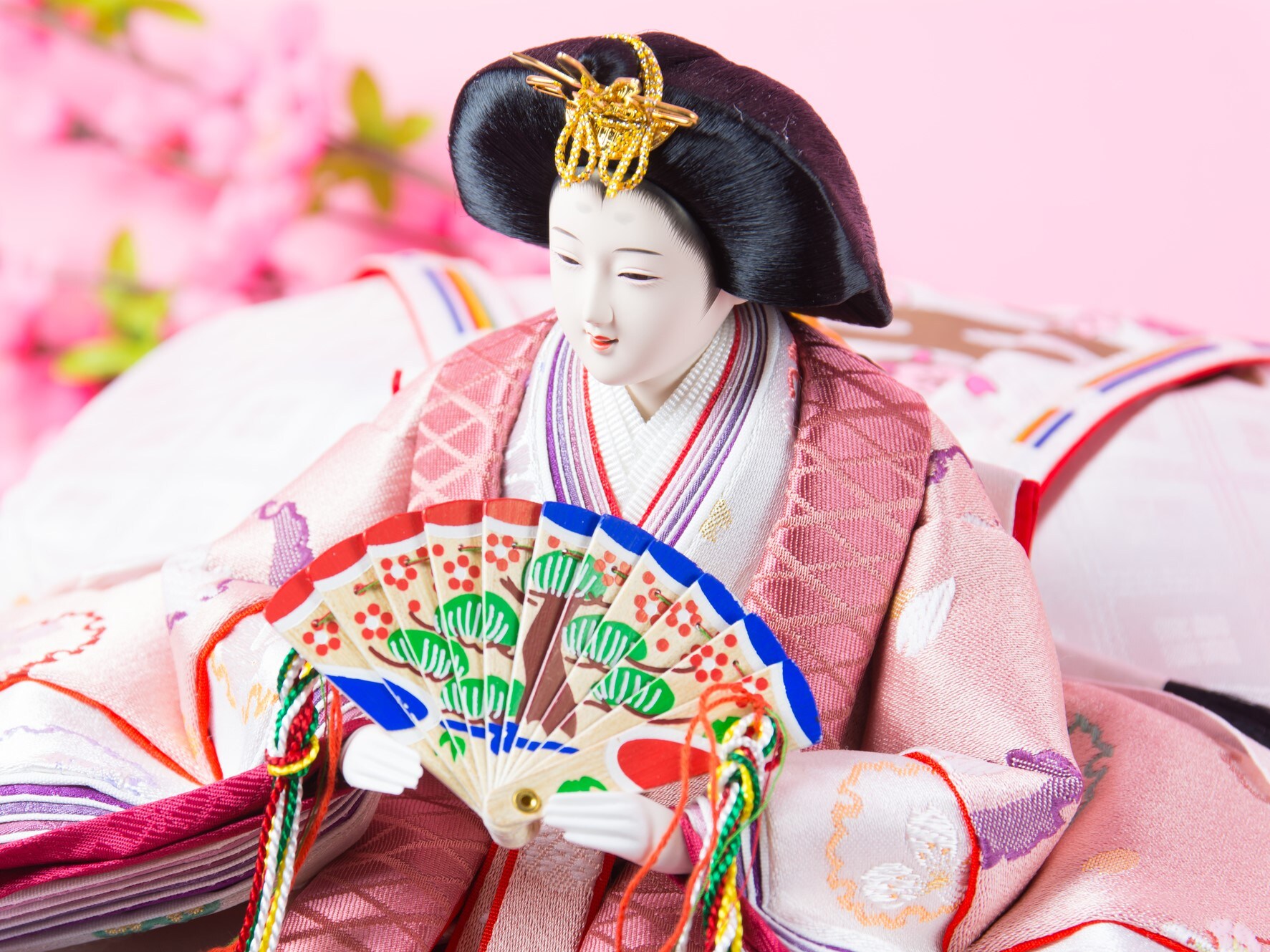 高級 日本人形 京人形 ガラスケース入り 正絹本着物 漆台 その2