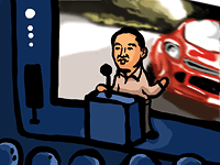 プレゼンをする平井氏の図