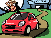 トヨタの車でドライブの図