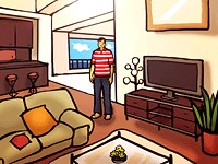 オンライン上に素敵なリビングの図