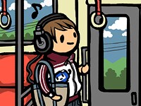 PSPで音楽を聞く図