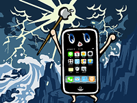天地創造するiPhoneの図