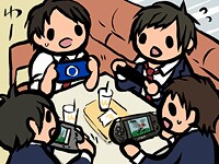 モンハンP2Gをする高校生達の図