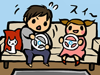 マリオカートをする図