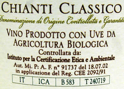 イタリア語で有機栽培の表示があるラベル