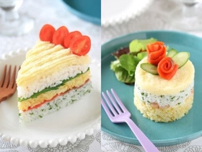 簡単デコ寿司ケーキの作り方！彩り酢飯とサワーマッシュポテトで作る