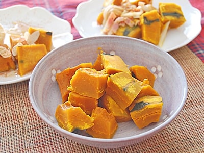 蒸しかぼちゃと2種のアレンジ料理レシピ