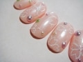 ラインで魅せる桜ネイル