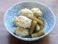 ほっくりおいしい　新ごぼうと鶏つくねの煮物