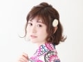 ショート浴衣・サイド編み込みで華やかヘアアレンジ