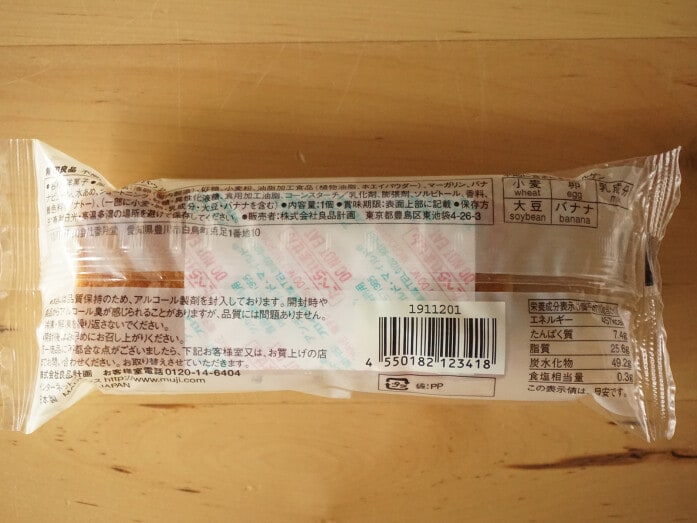 原材料やカロリー、栄養成分表示などはパッケージ裏面に