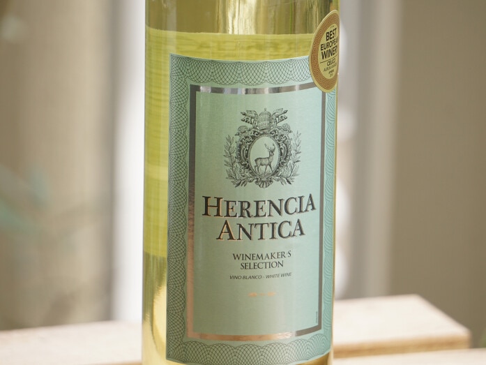 業務スーパーのワイン「エレンシア・アンティカ（白）」のラベル（エチケット）