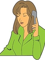 消費者センターに電話中