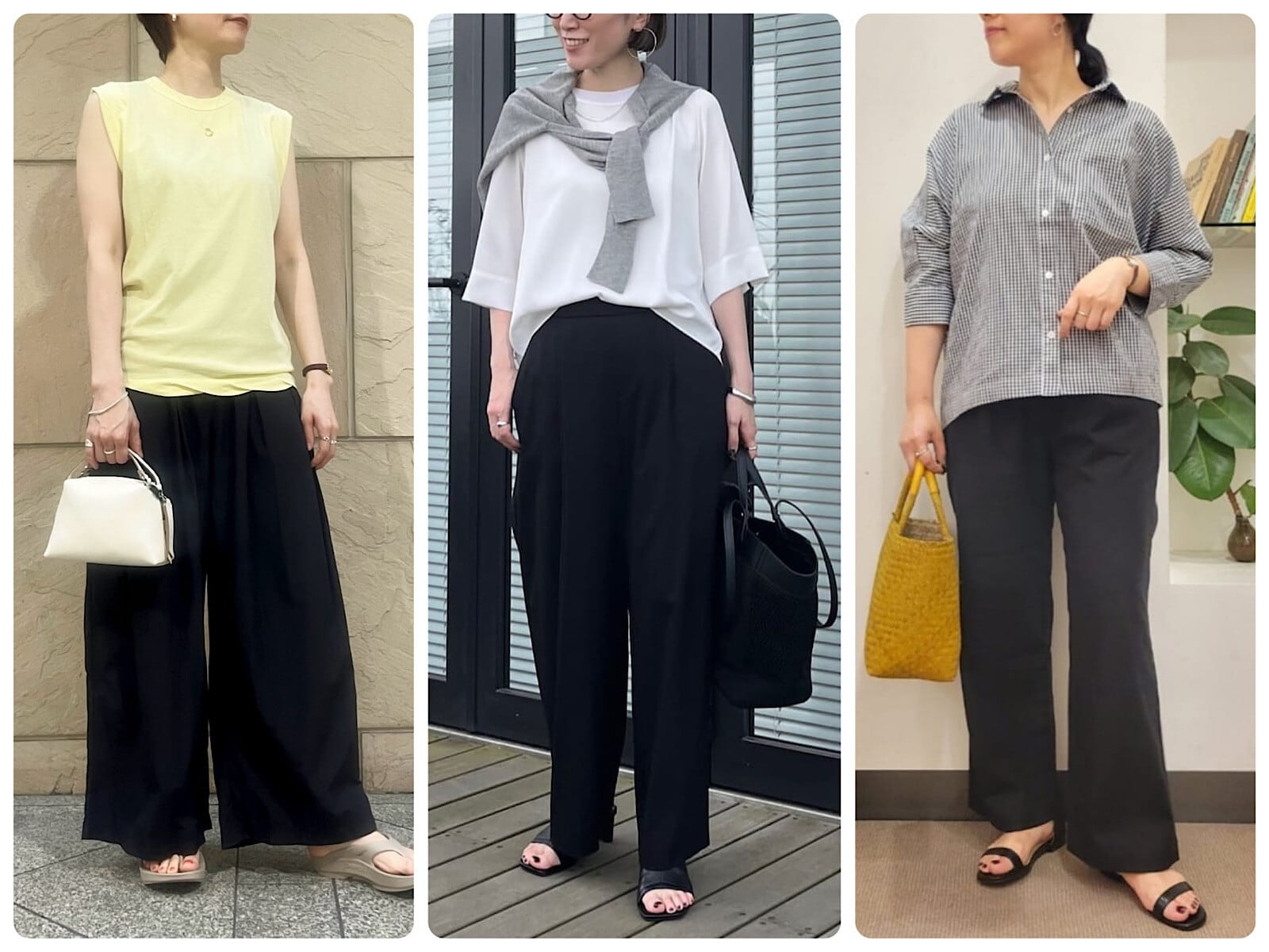 ウエストゴム＆黒のワイドパンツは40代の最強アイテム！ 夏の着やせ 