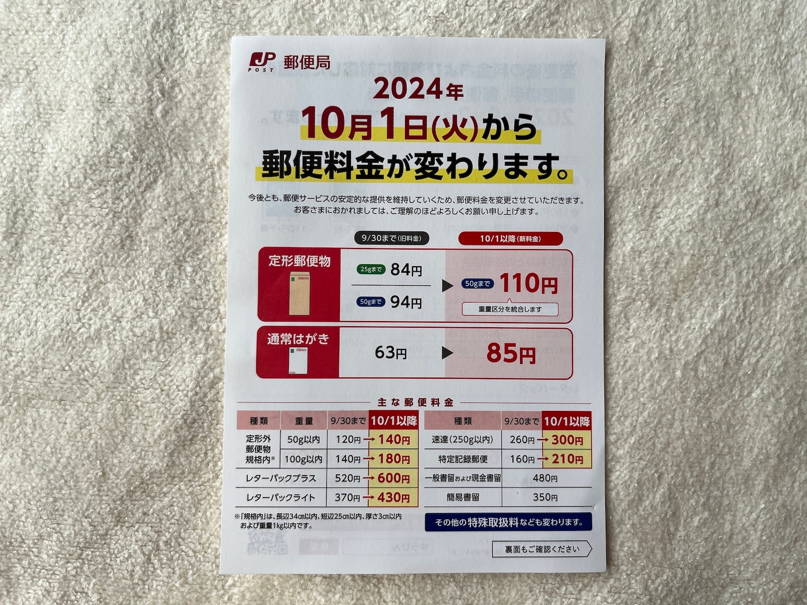 郵便料金10月から値上げ はがき63円→85円に - 日本経済新聞