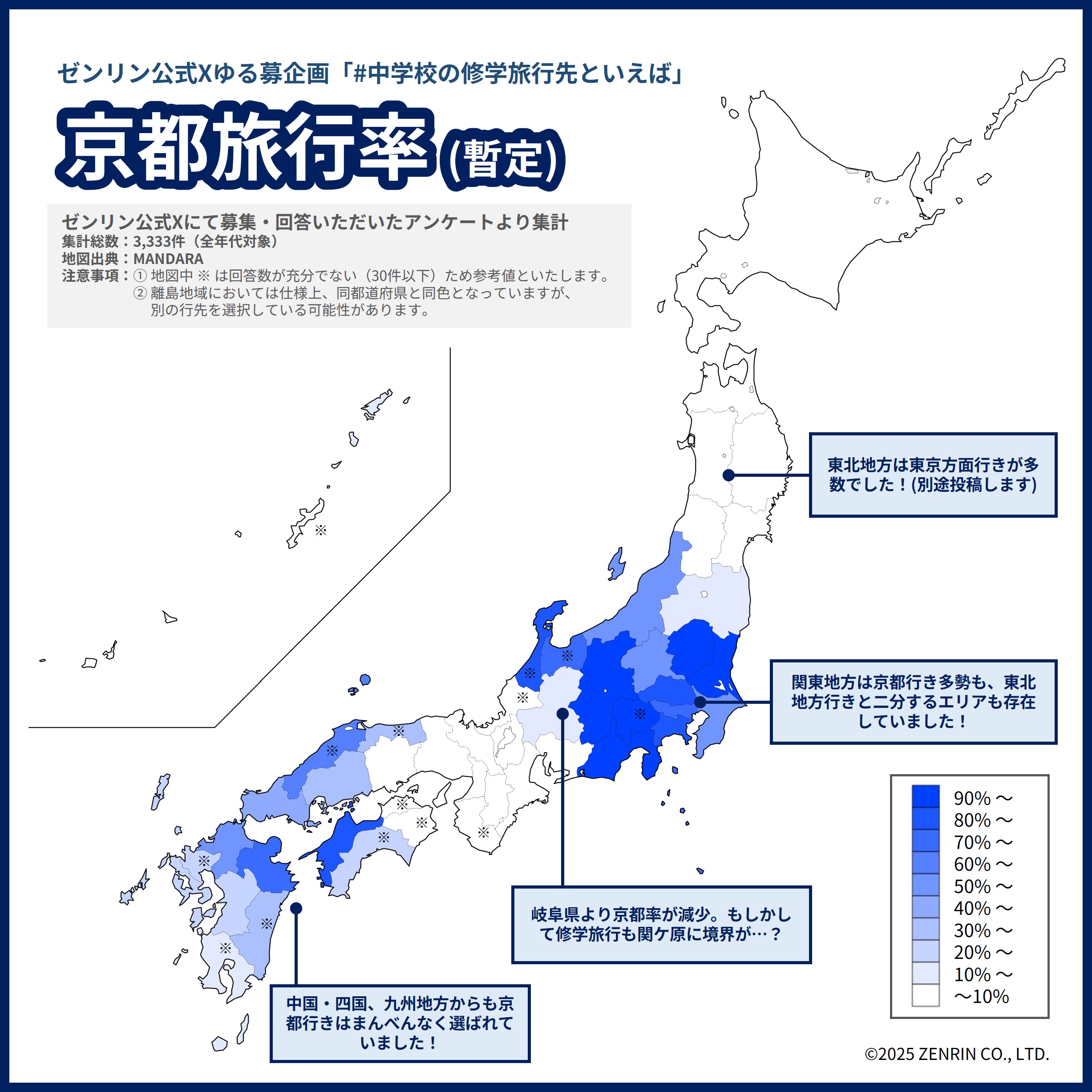 ゼンリンが発表した「京都旅行率」が話題に！“中学校の修学旅行