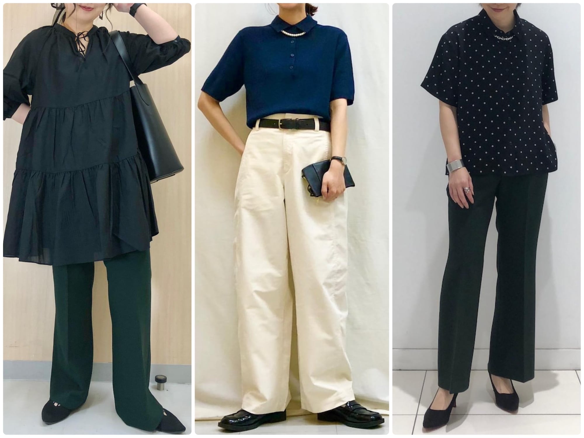 夏でも暑苦しく見えない！【ユニクロ】ダークカラーのトップスでつくる