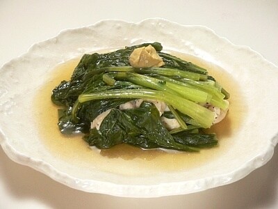 小松菜と鶏肉の蒸し煮
