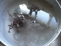 ぜんまいを鍋かボウルに入れ、たっぷりの水に2時間浸す。