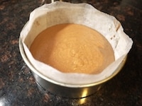 オーブンペーパーを敷いた丸形に生地を入れ、余熱した180℃のオーブンで30分焼きます。あら熱がとれたら、粉砂糖を飾りにふってサーブします。