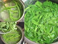 沸騰した鍋に空芯菜の茎を入れて、2分程ゆでます。その後、同じ鍋に葉を加えて、30秒ゆでます。<br />
&nbsp;