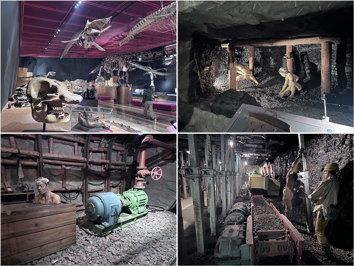 化石や炭坑の模擬坑道がある「ほるる」